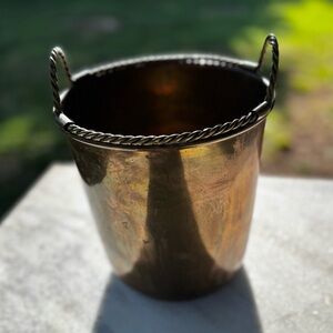 Vintage Brass Bucket with Twisted Handles